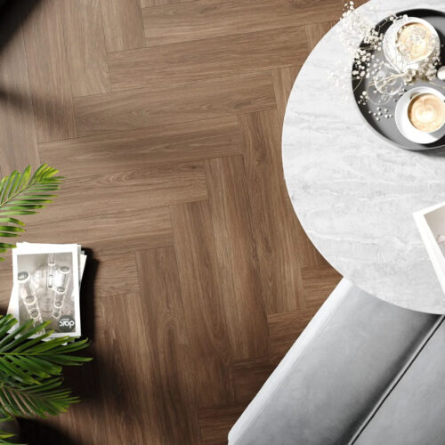 Δάπεδο SPC Falquon Herringbone P6005 Marrone Oak 6mm - Image 2